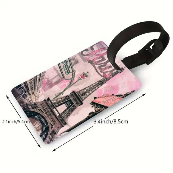2Pcs Paris Eiffel Tower Luggage Tags Travel ID Suitcase Bag Labels PVC Durable - Picture 7 of 7